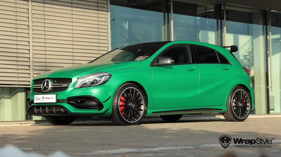Mercedes-AMG A45 in Satin Sheer Lucky Green by WrapStyle '2017